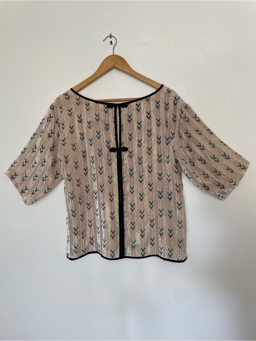 Anthropologie Shimmering Gold Delicate Stitched Moulinette Soeurs Blouse Small - Picture 4 of 7